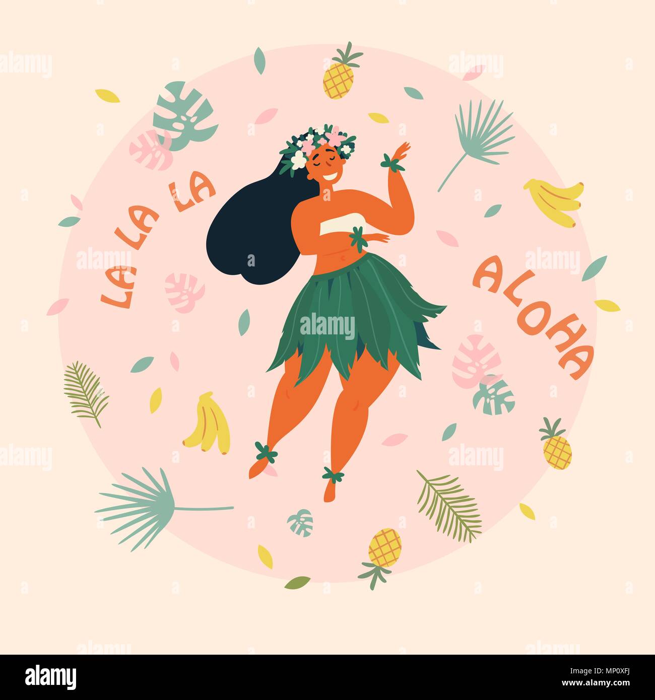 Aloha. Hawaii Poster mit Hula Tänzer Stock Vektor