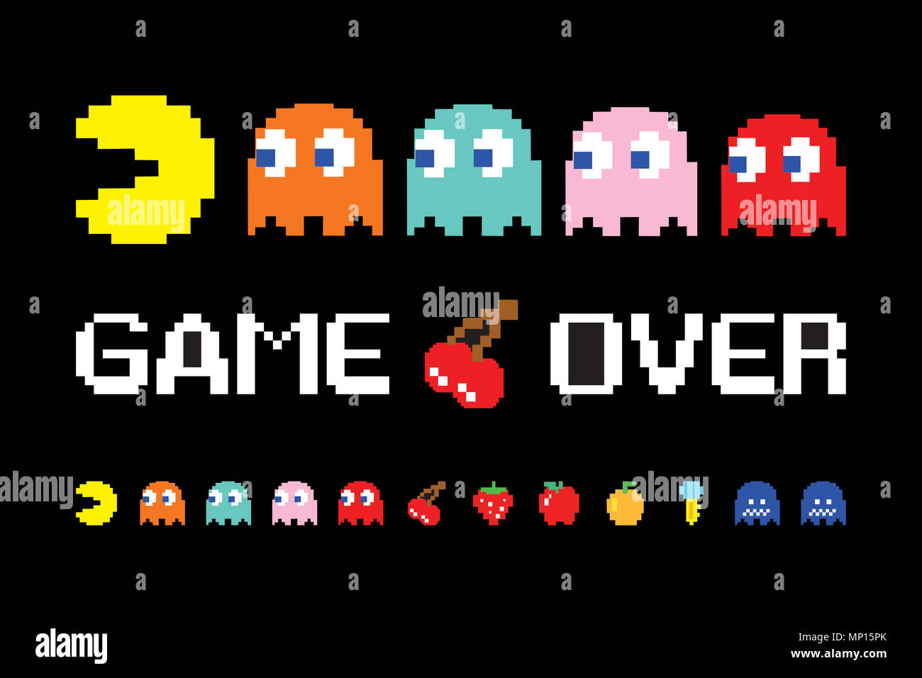Game over Bildschirm des Pac Man. COPYRIGHT: Namco Stockfoto