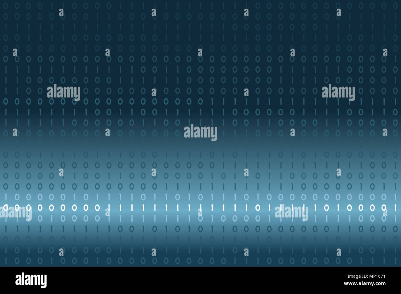 Digitale binäre Daten auf Blau und Weiß Farbverlauf Hintergrund. Moderne, Wissenschaft, Technik, Computer Viren, Hacking, Network im Cyberspace Konzept. Stockfoto