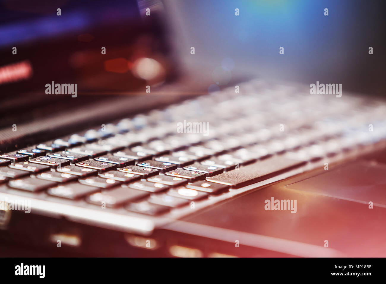 Aus der Nähe der Tastatur des Laptops Stockfoto