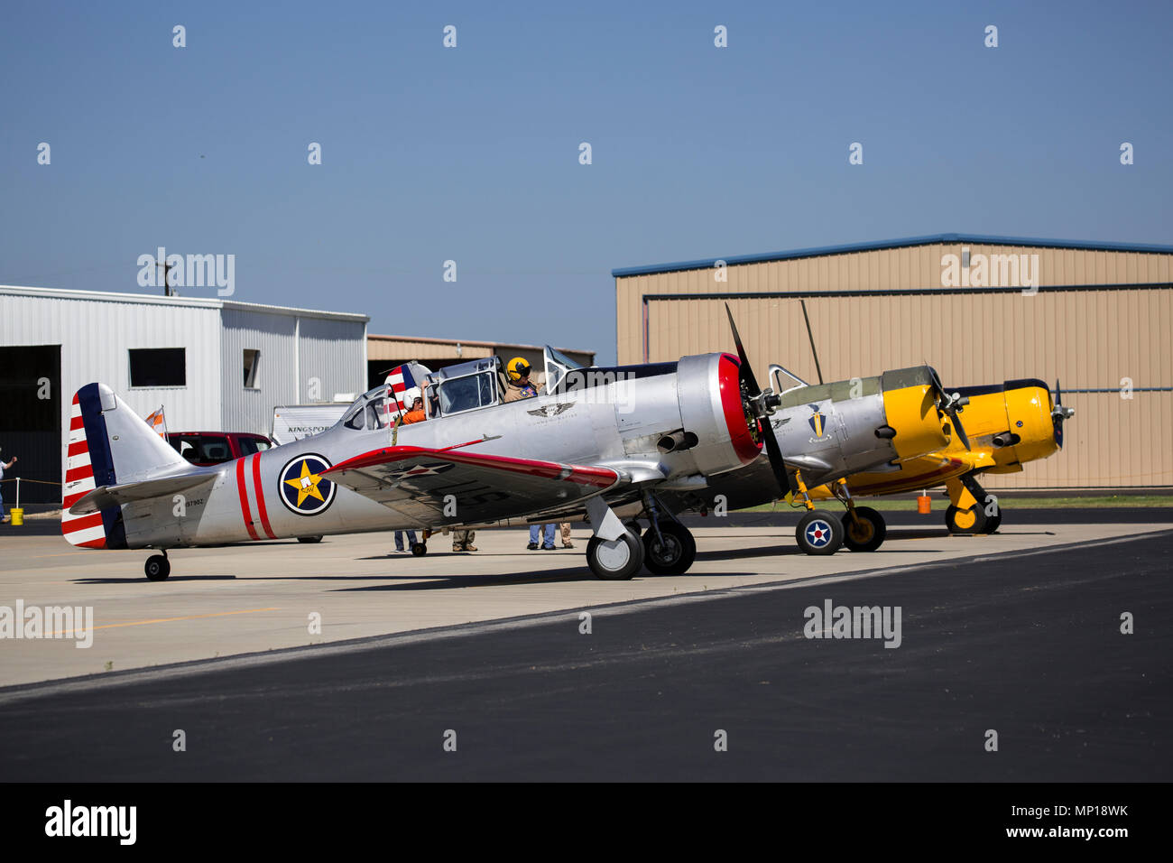 North American Texan Flugzeuge auf der zentralen Texas Airshow Stockfoto
