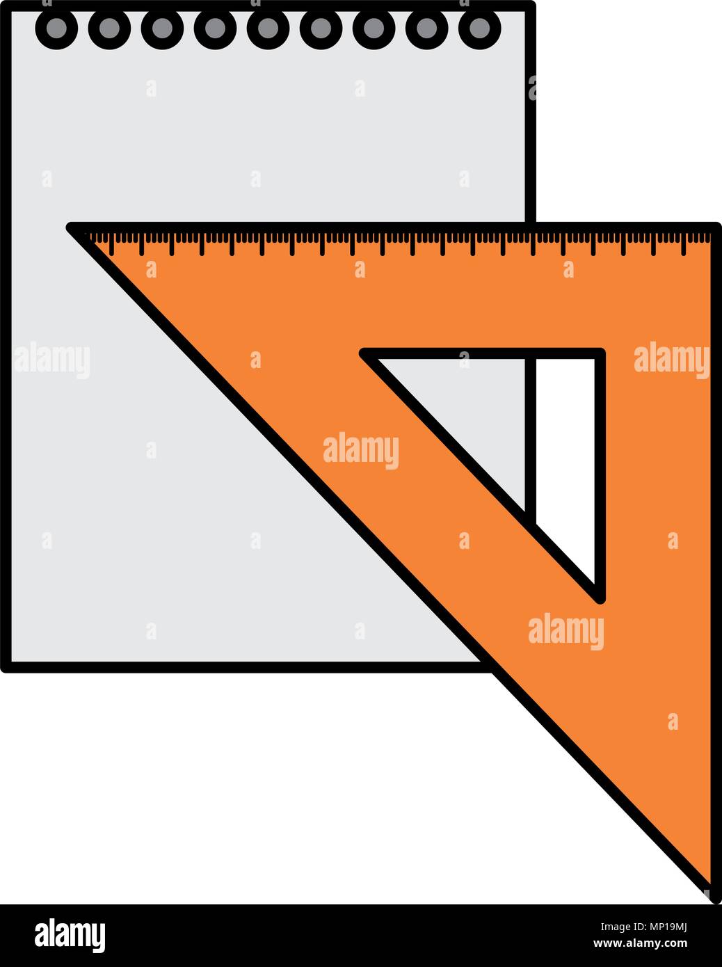 Dreieckigen geometrischen Regel und Blatt Papier Schule Stock Vektor