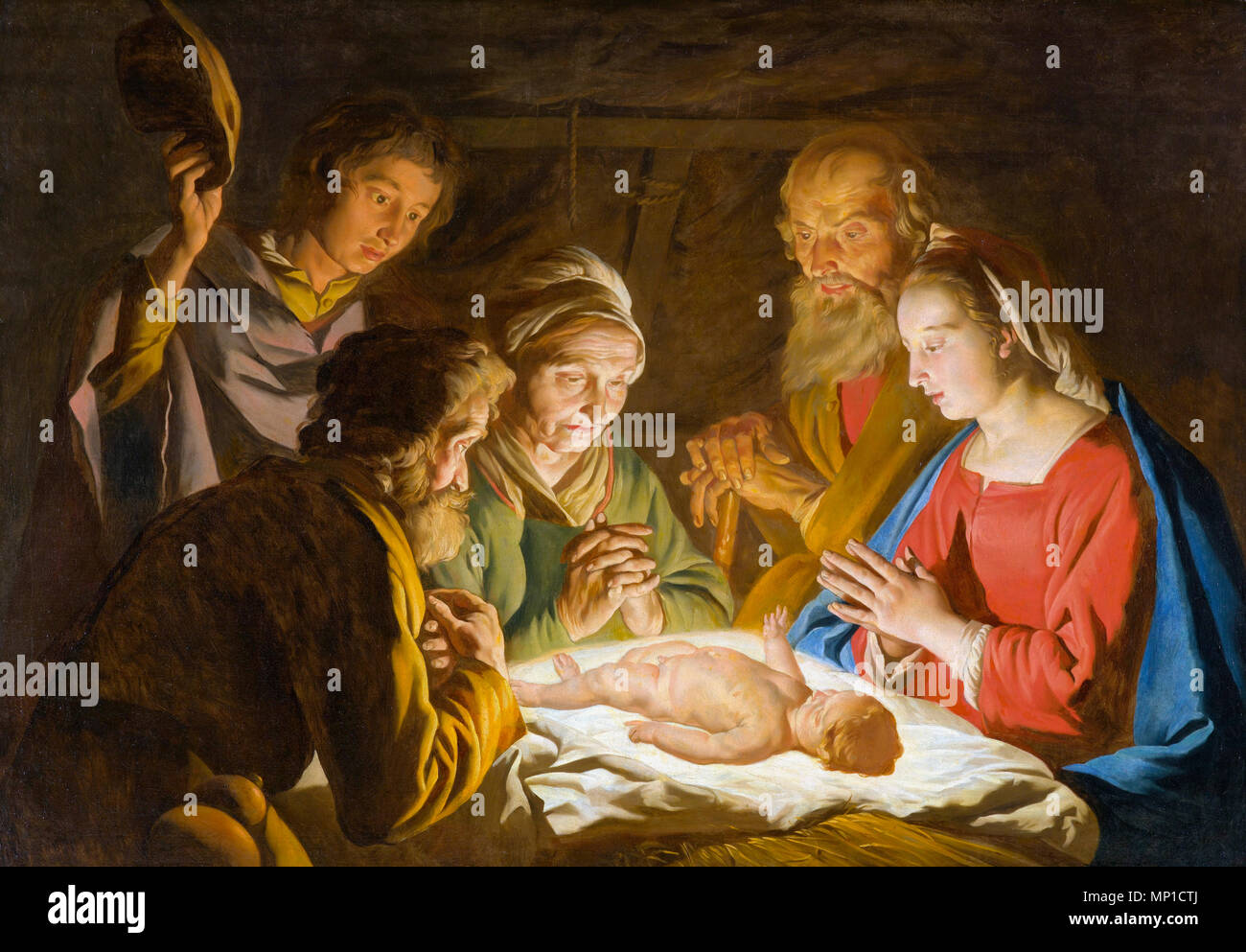 Die Anbetung der Hirten - Matthias Stom oder Matthias nden, ca. 1640 Stockfoto