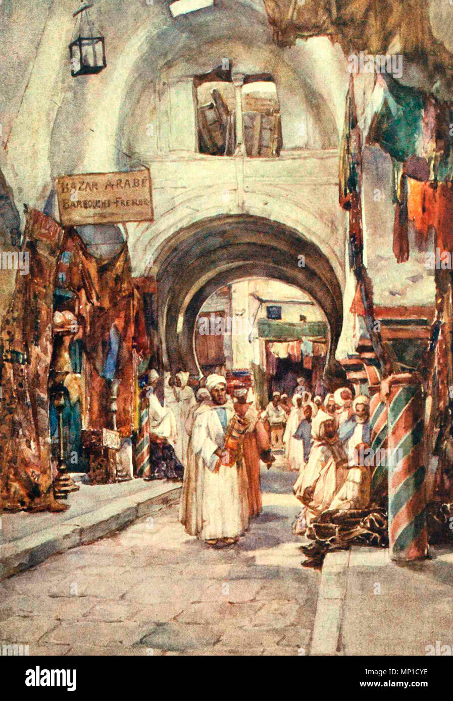 Souk des Etoffes, Tunis, Tunesien, ca. 1906 Stockfoto