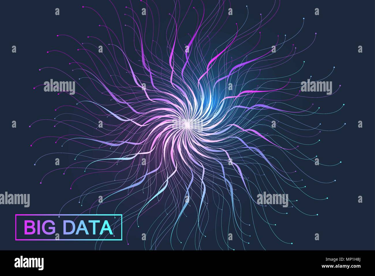 Grosse Daten Visualisierung. Grafische Zusammenfassung Hintergrund Kommunikation. Perspektive Hintergrund Visualisierung. Analytische Netzwerk komplex. Vector Illustration. Stock Vektor