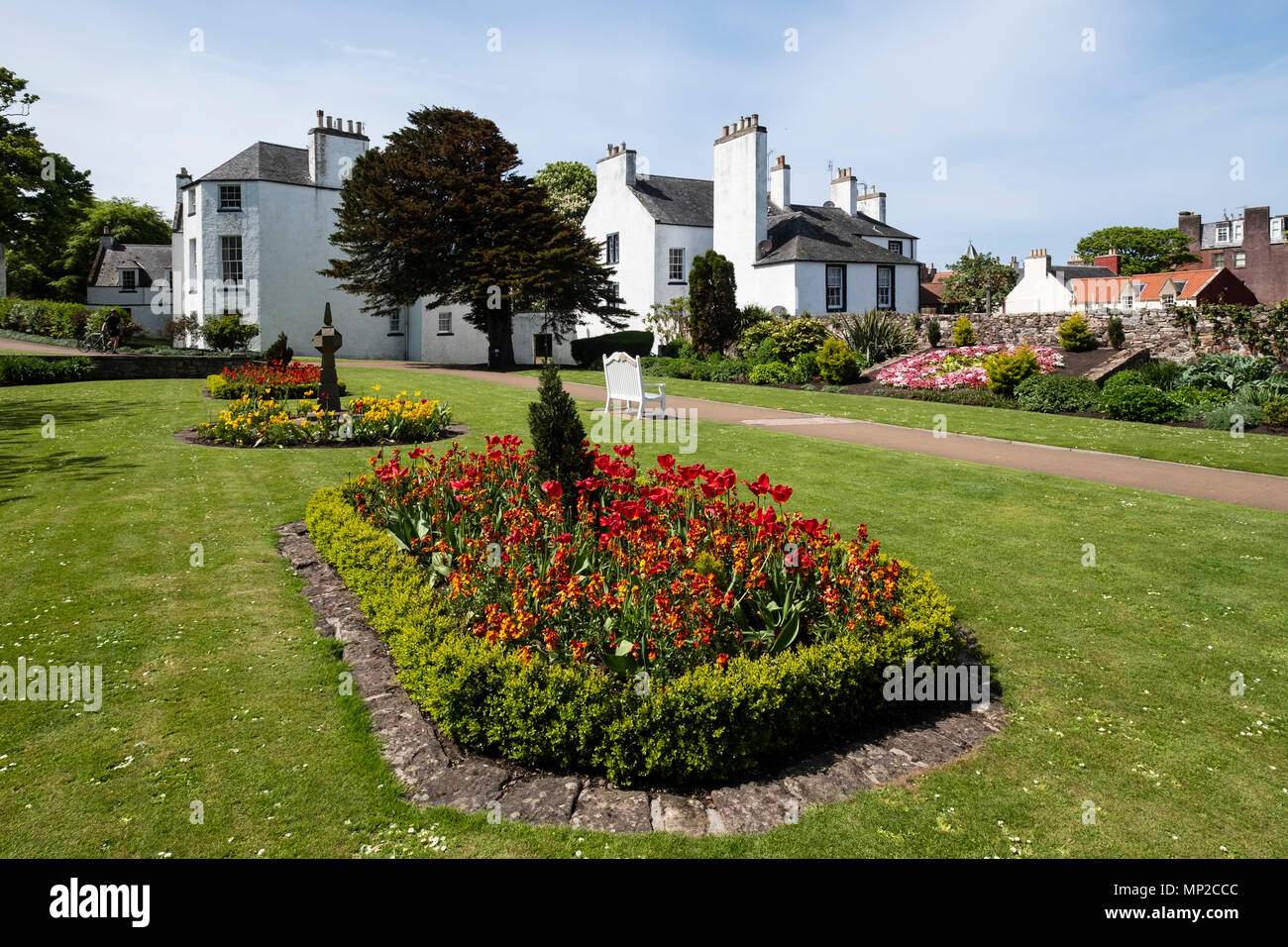 Blick auf die Gärten an der North Berwick Lodge, in East Lothian, Schottland, Vereinigtes Königreich, Großbritannien Stockfoto