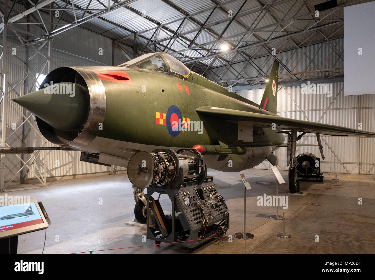 English Electric Lightning auf Anzeige an Nationalen Museum der Flug bei East Fortune Flugplatz in East Lothian, Schottland, Vereinigtes Königreich Stockfoto
