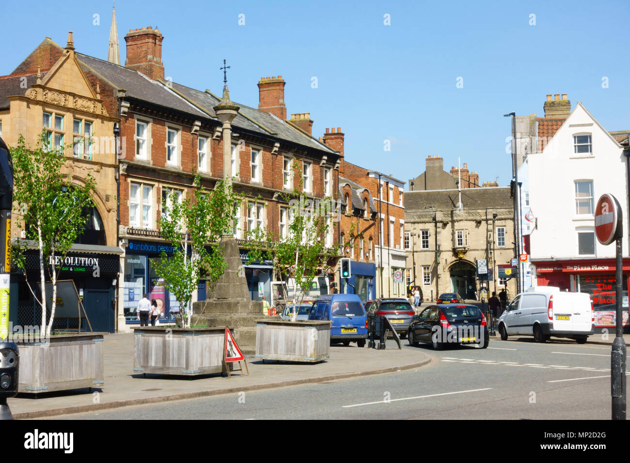 Conduit Lane, Westgate Marktplatz, Grantham, Lincolnshire. Stockfoto