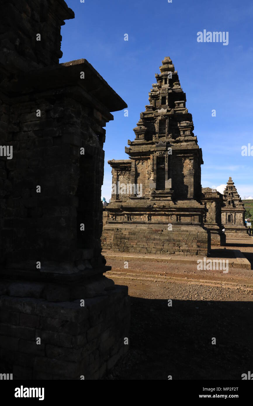 Prau und arjuna Tempelberg in dieng Plateau Central Java Stockfoto