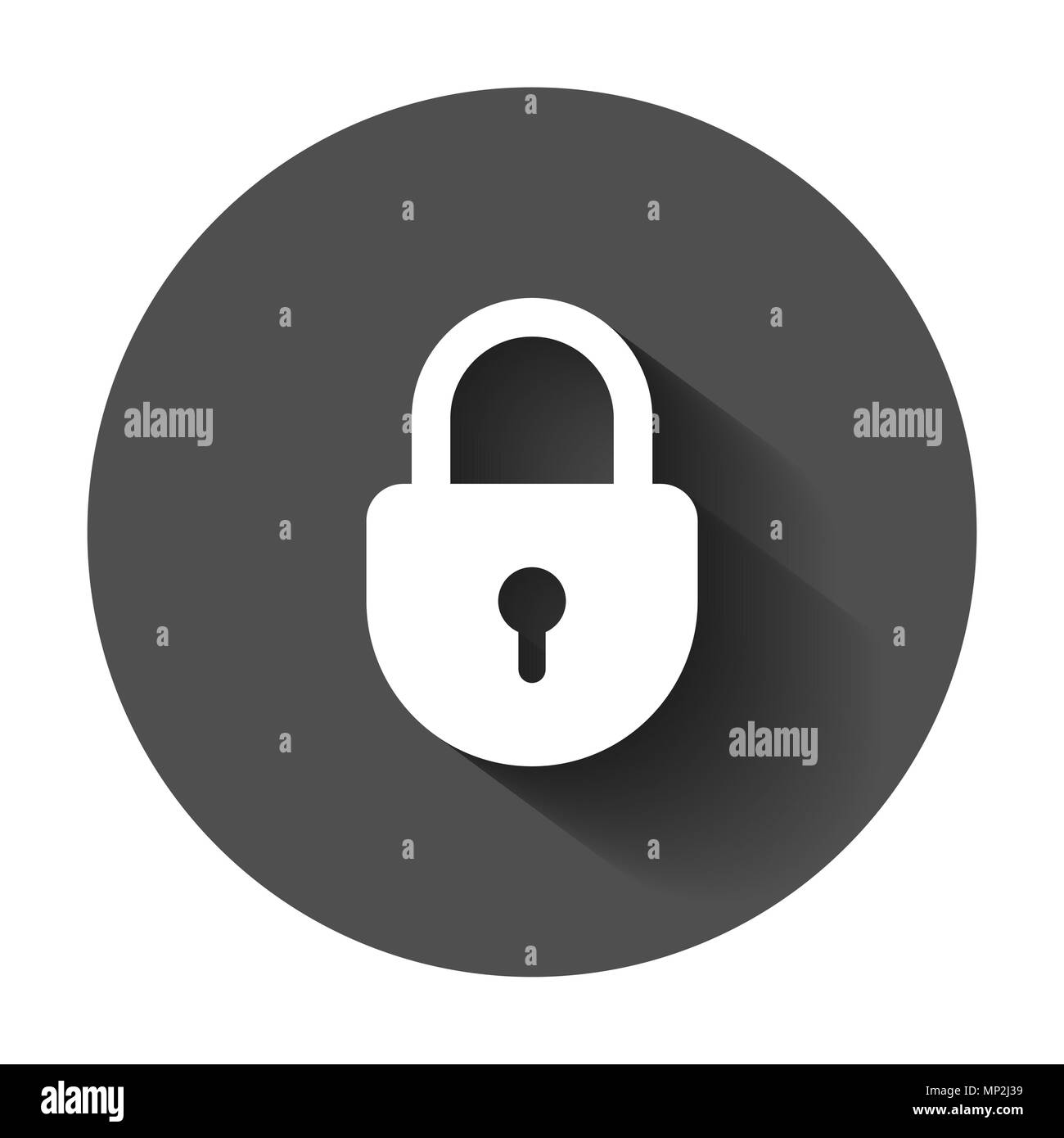 Lock zeichen Vektor icon. Vorhängeschloss Schließfach Abbildung. Business Konzept einfache flache Piktogramm mit langen Schatten. Stock Vektor