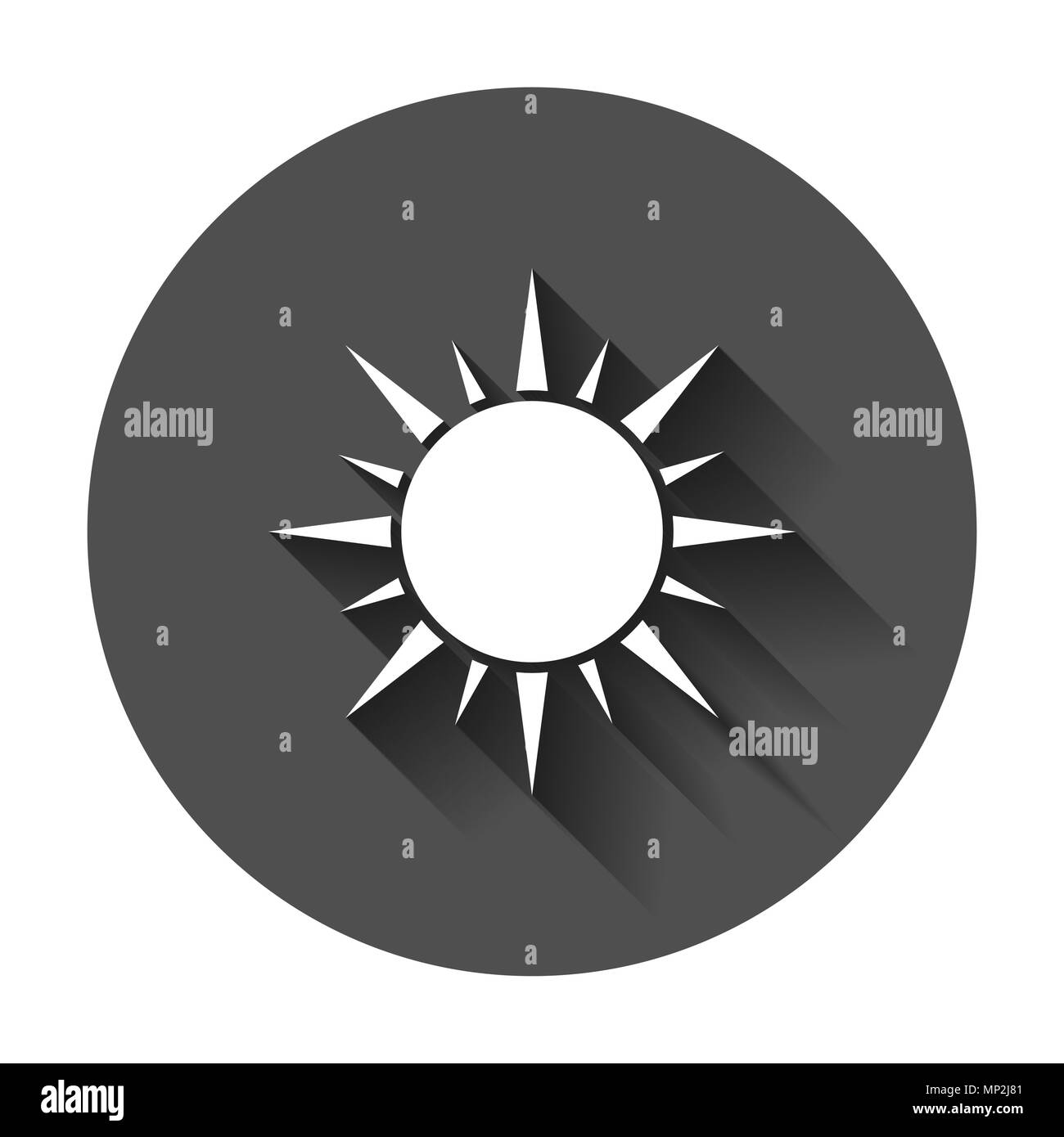 Sun Vektor icon. Sommer Sonnenschein Abbildung mit langen Schatten. Sonne Sonnenlicht Konzept. Stock Vektor