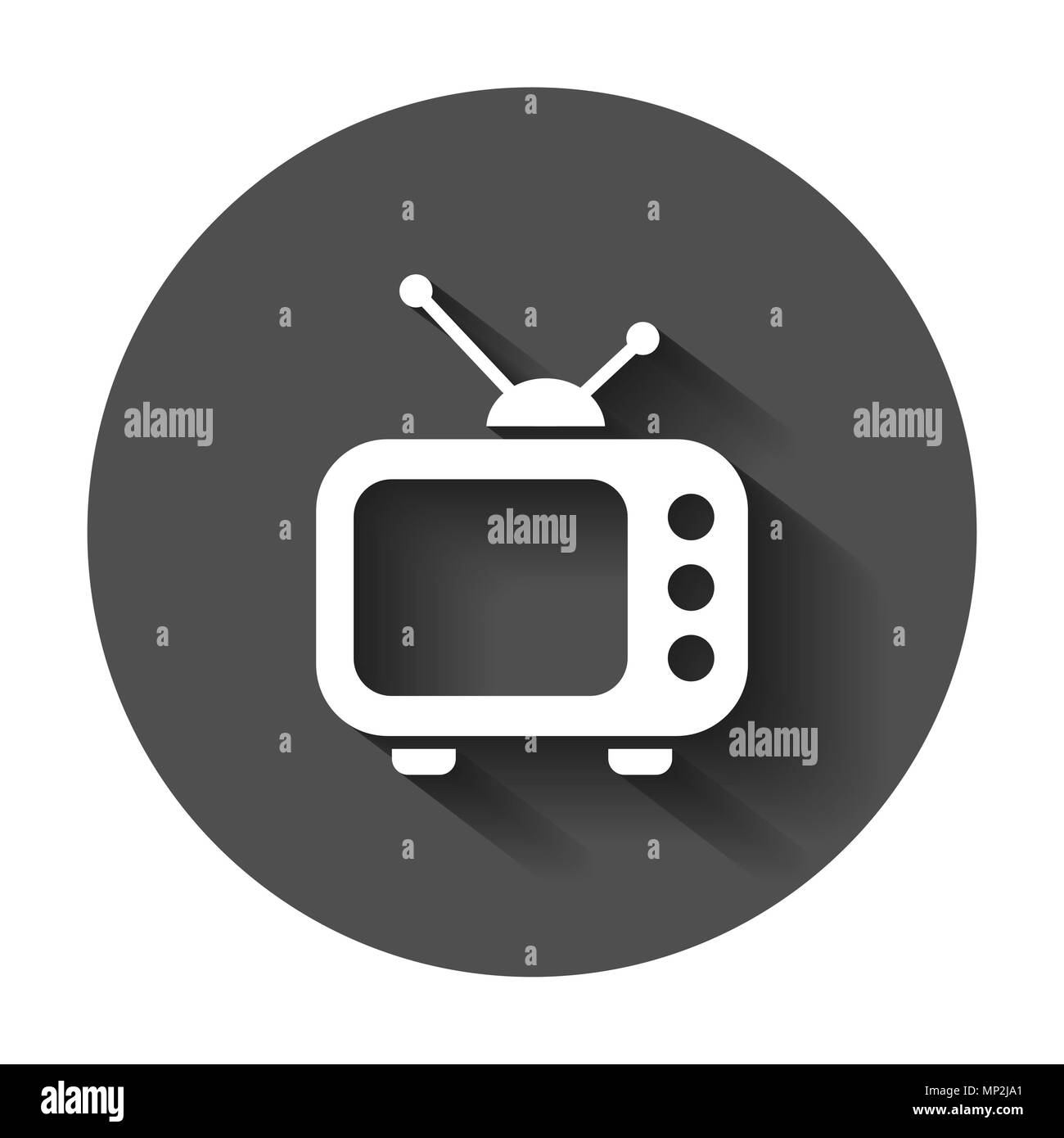 Fernseher im flachen Stil. Tv-Bildschirm Abbildung mit langen Schatten. Tv-show Konzept. Stock Vektor