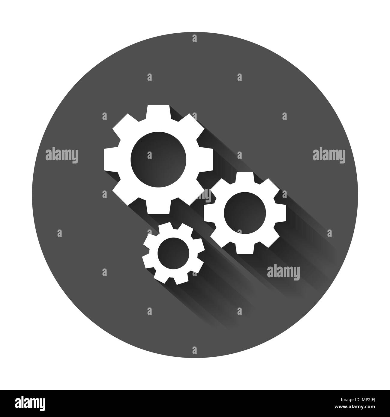 Gang vektor Icon im flachen Stil. Zahnrad Abbildung mit langen Schatten. Zahnrad Zahnrad Geschäftskonzept. Stock Vektor