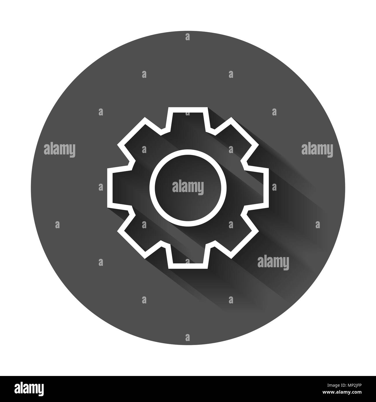 Gang vektor Icon im flachen Stil. Zahnrad Abbildung mit langen Schatten. Zahnrad Zahnrad Geschäftskonzept. Stock Vektor
