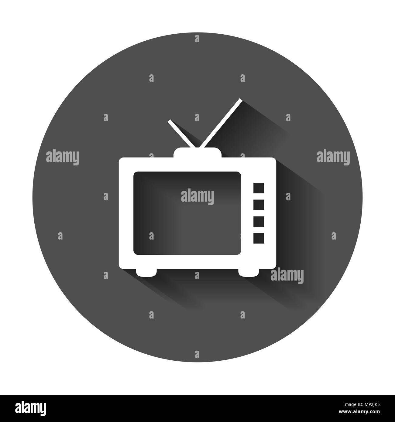 Retro TV-Bildschirm vektor Icon im flachen Stil. Alte fernsehen Abbildung mit langen Schatten. Tv display Business Konzept. Stock Vektor