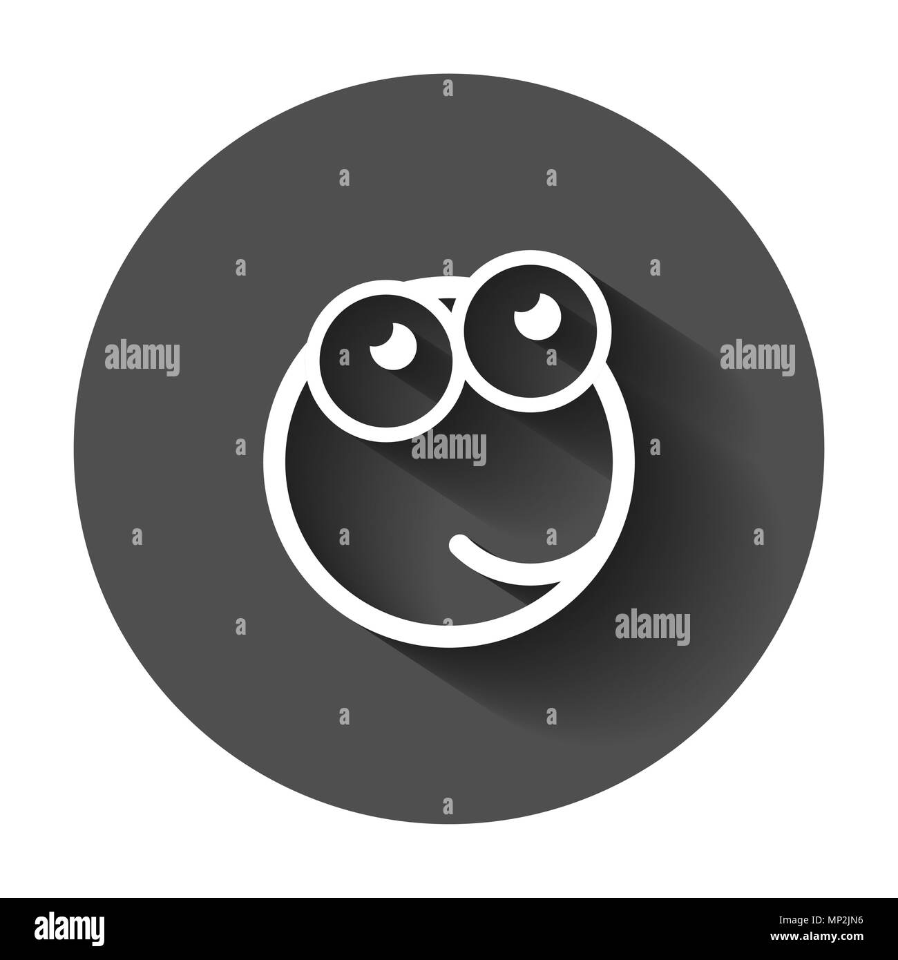 Cartoon Gesicht Symbol im flachen Stil. Smiley Abbildung mit langen Schatten. Comic emotion smiley Geschäftskonzept. Stock Vektor