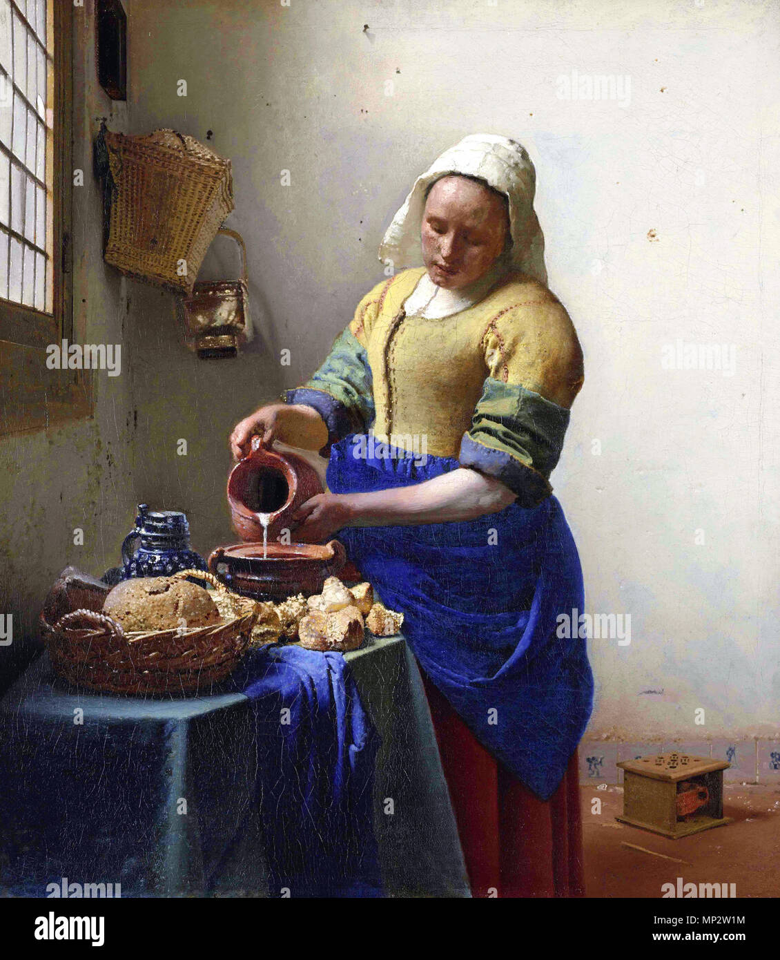 Opname 11 2006 inkl. correctie Nederlands: De melkmeid  1660. 730 Johannes Vermeer-De melkmeid Stockfoto