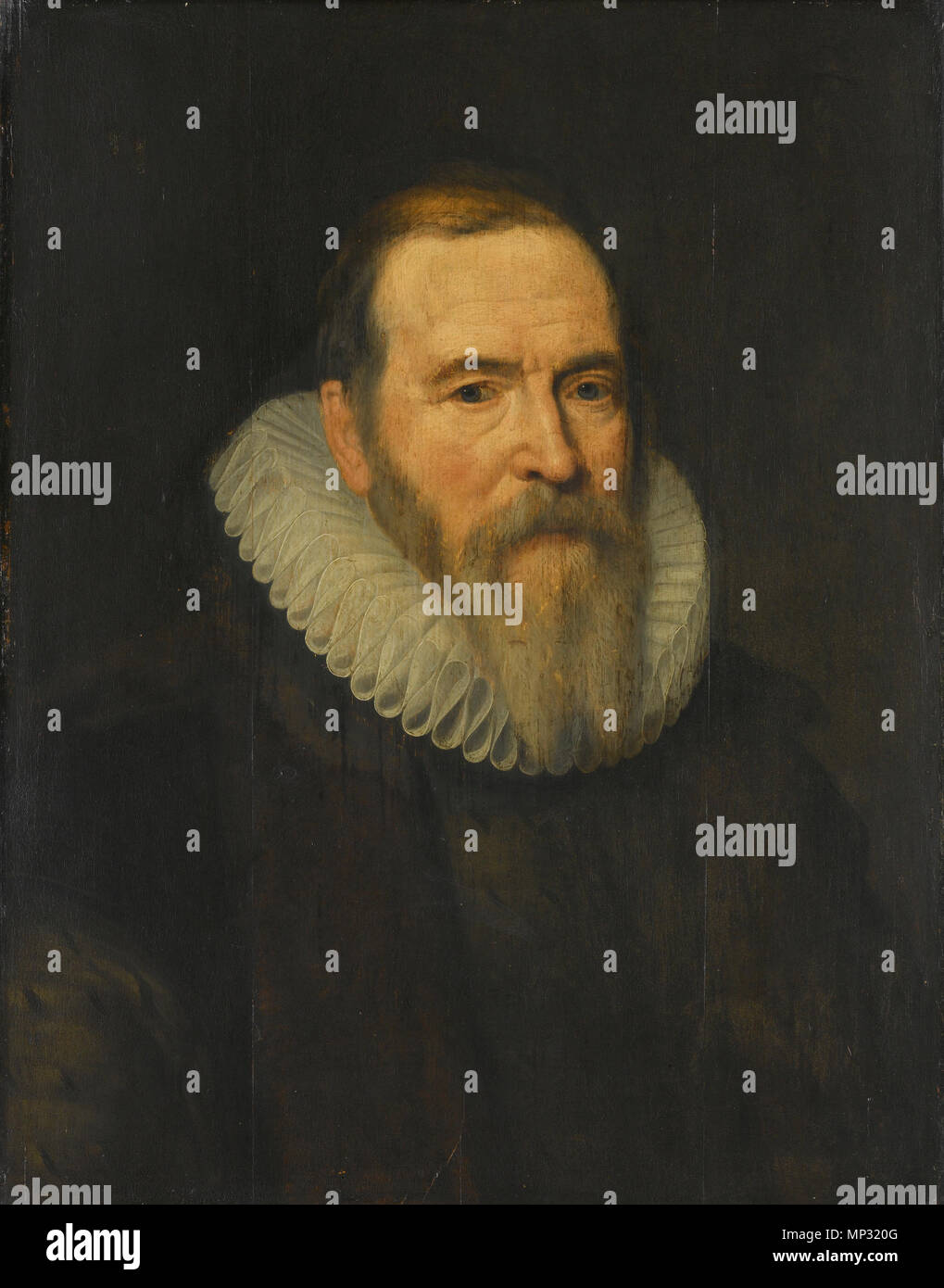 Portrait von Johan van Oldenbarnevelt (1547-1619). Alternative Titel(n): Johan van Oldenbarneveldt (1547-1619). Landsadvocaat van Holland.[1] Zwischen 1590 und 1624. 892 Michiel Jansz van Mierevelt - Johan van Oldenbarnevelt Stockfoto