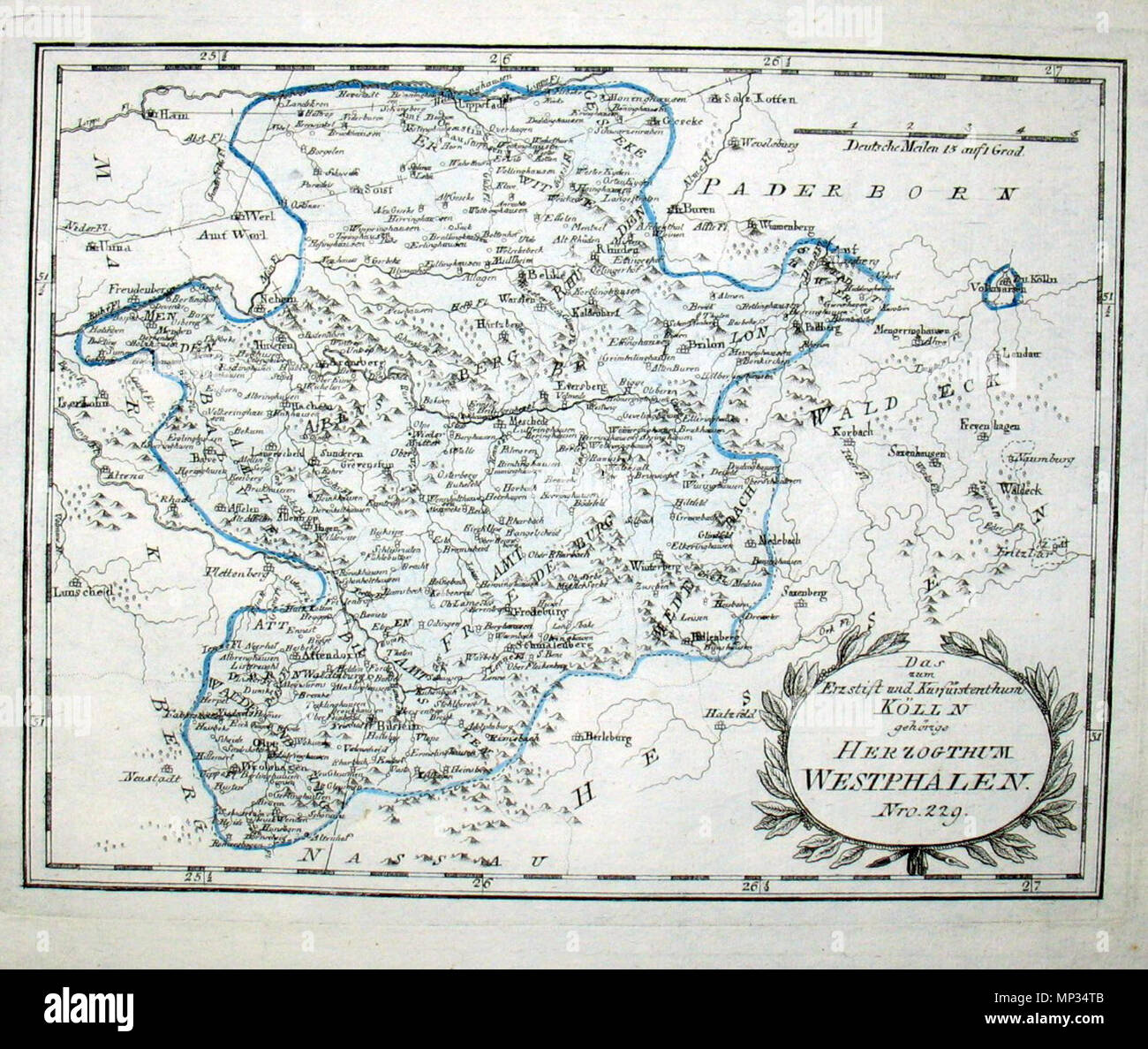 . Deutsch: Das zum Erzstift und Kurfürstenthum Koelln gehörige Herzogthum Westphalen. Nro. 229. Kolorierter Kupferstich, Version mit kleinerer Ortsdichte. 1793. Franz Johann Joseph von Reilly (1766-1820) Alternative Namen Reilly, Franz Johann Joseph von Beschreibung österreichischer Verleger und Schriftsteller Geburtsdatum / Tod 18. August 1766 vom 6. Juli 1820 Ort der Geburt / Tod Wien Wien Zeitraum 1790 - 1800 Standort Wien Behörde: Q 113944 VIAF: 102371035 ISNI: 0000 0001 1839 240 X LCCN: 88624007 n GND: 118748017 SUDOC: 158784243 WorldCat 1046 Reilly 229b Stockfoto