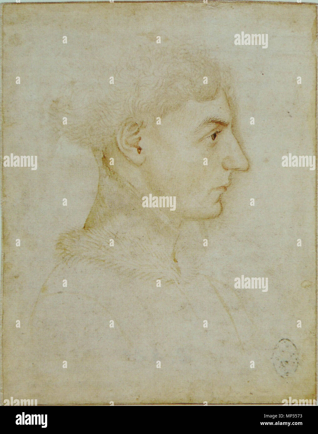 Français: Jeune Homme, Vu en buste, de profil Vers la droite 15. Jahrhundert. 1005 Pisanello-Codex Vallardi 2321 Stockfoto