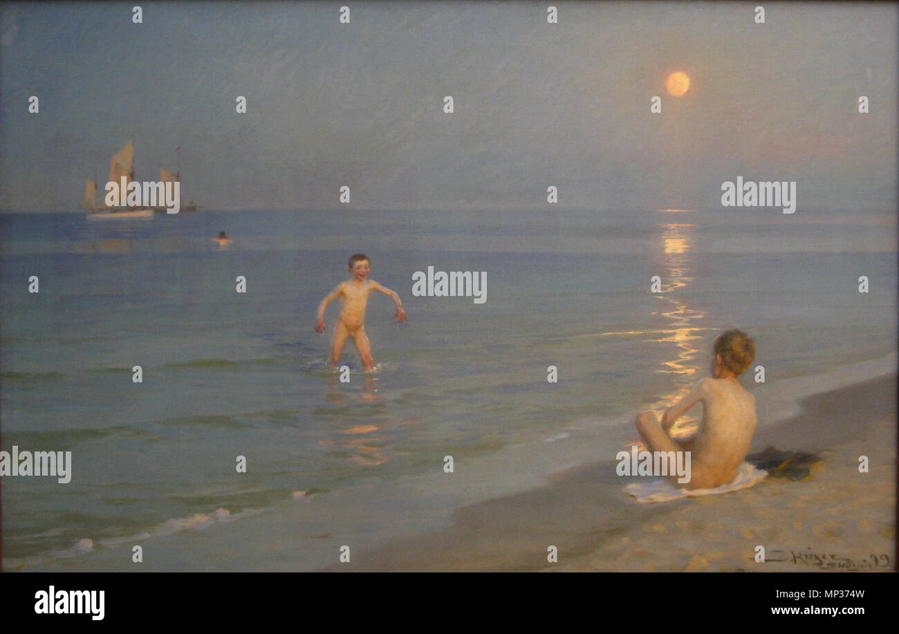 777 Peder Severin Krøyer - Jungen baden in Skagen Sommerabend - Statens Museum für Kunst Stockfoto