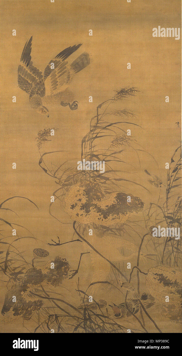 837 Lü Ji Egret, Adler, und die fallenden Lotus Blumen. 190 x 105,2 cm. Palace Museum Peking Stockfoto