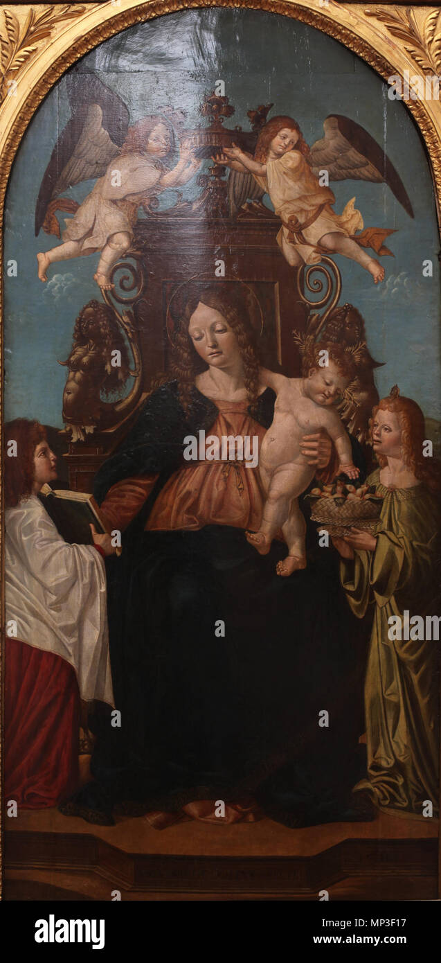 Jungfrau mit Kind auf dem Thron von vier Engel 1510 umgeben. 1240 Jungfrau mit Child-Luigi de Donati-B 934-IMG 0298 Stockfoto
