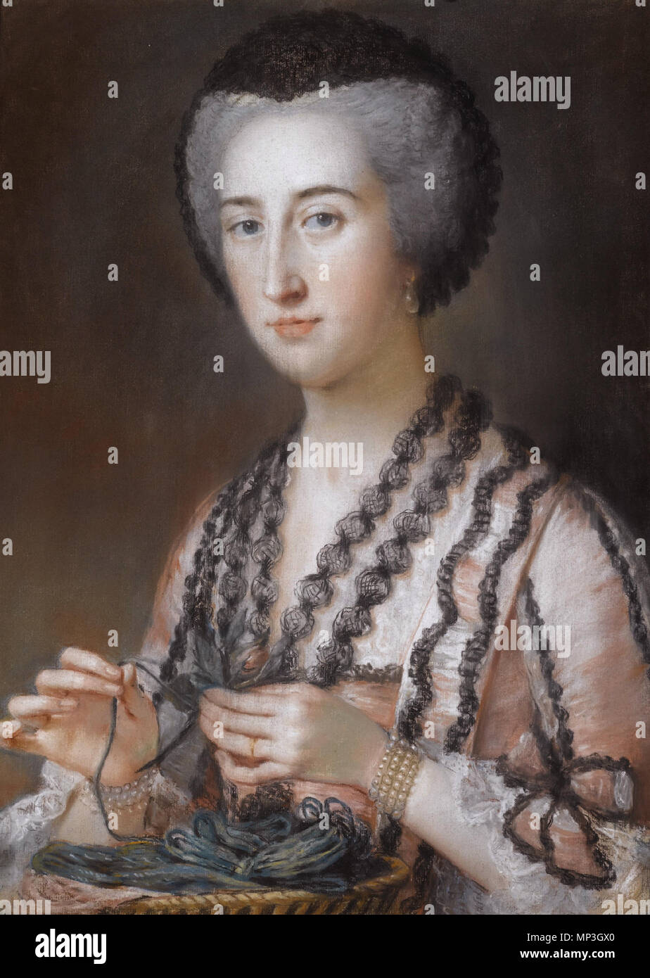 Susanna Hoare, Tochter von Henry Hoare II, Viscountess Dungarvan, das Tragen einer Witwe Kappe, spätere Gräfin von Ailsbury (1732-1783). Englisch: Portrait von Susanna Hoare, Tochter von Henry Hoare II, Viscountess Dungarvan, das Tragen einer Witwe Kappe, spätere Gräfin von Ailsbury (1732-1783). Nach 1759. 1151 Susanna Hoare (1732-1783) von William Hoare der Badewanne Stockfoto