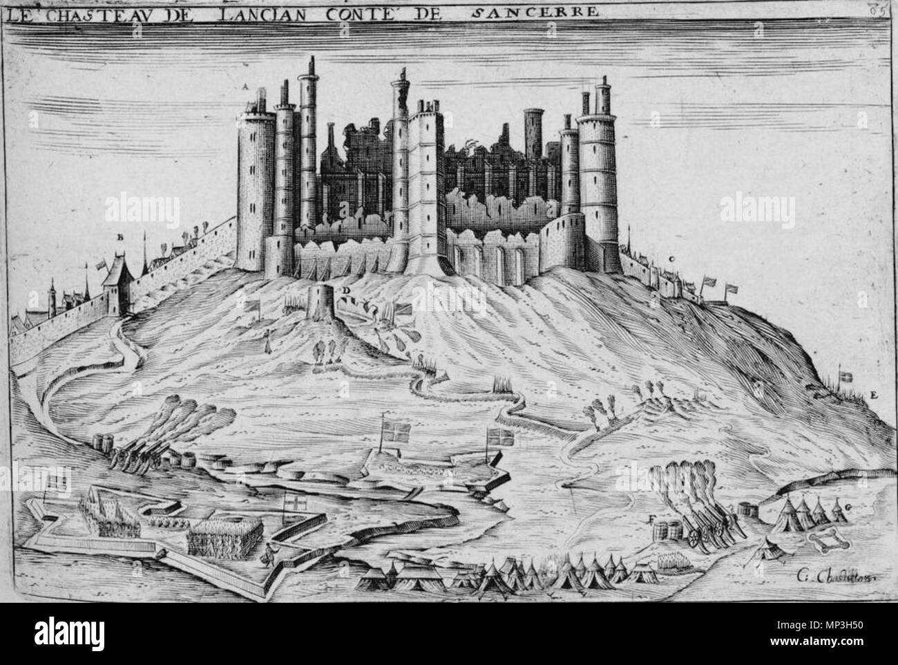 1119 Belagerung de Sancerre Anfang des 17. Jahrhunderts Claude Chastillon Stockfoto