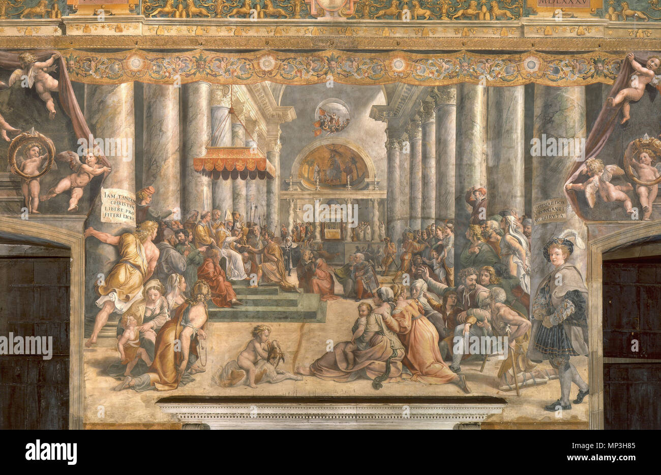 Español: La Donación de Roma. Englisch: die Spende von Rom 1520-24.. 783 La Donazione di Roma Stockfoto