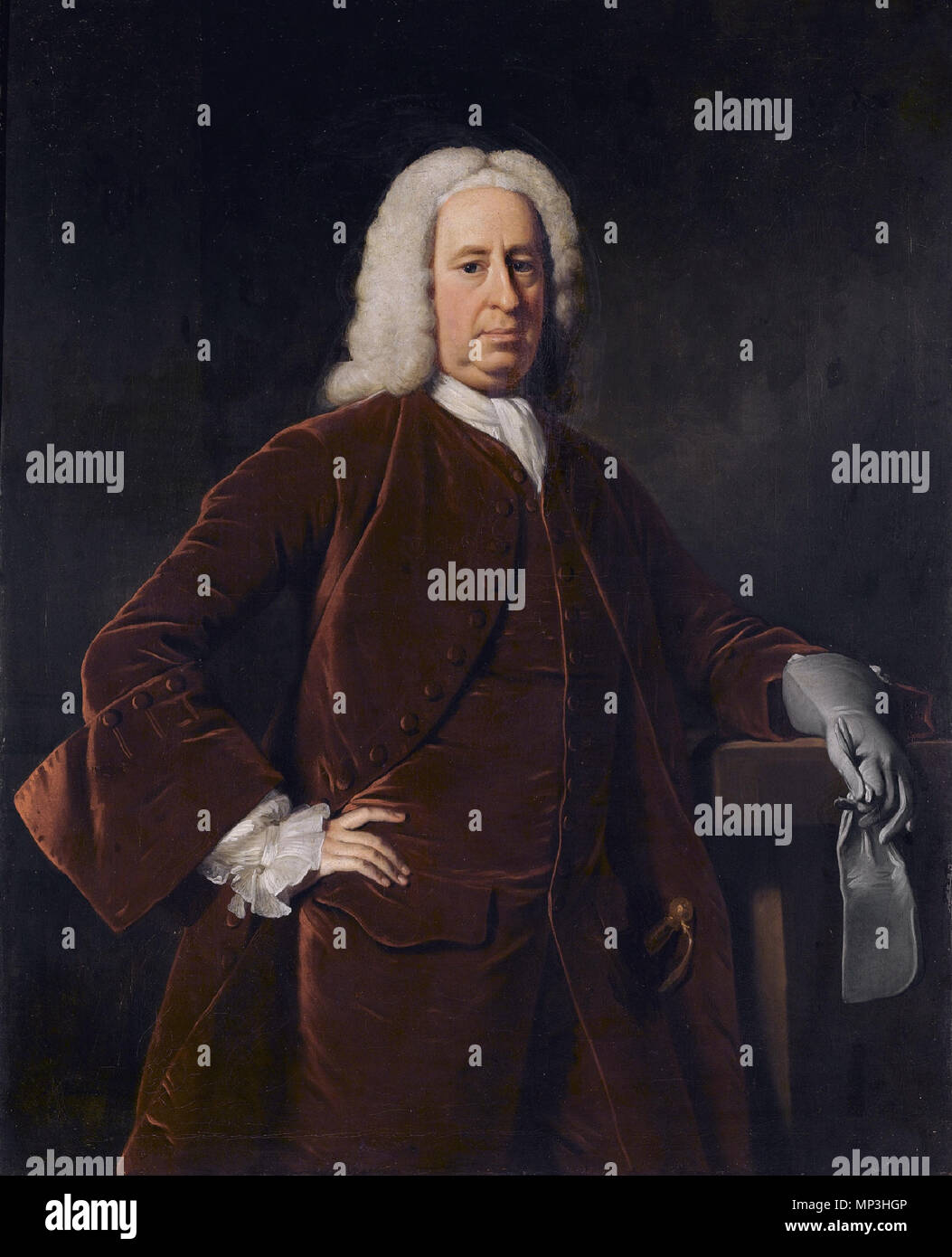 John Fitzgerald Villiers, 1 Grandison (1692-1766). Englisch: John Fitzgerald Villiers, 1 Grandison (1692-1766), Öl auf Leinwand 127 x 101,5 cm signiert und datiert, l.l. A. Ramsay 1743. 1743. Allan Ramsay (1713-1784) 732 John Fitzgerald Villiers, 1 Grandison von Allan Ramsay Stockfoto