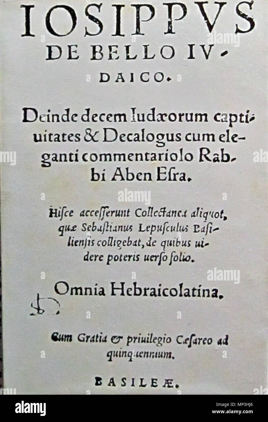 . Englisch: Hebrew-Latin Edition des Jüdischen Krieges von Josephus Flavius, Basel 1559. 8. August 2011. Unbekannt 719 Jüdischen Krieg, Josephus Flavius 1559 Stockfoto