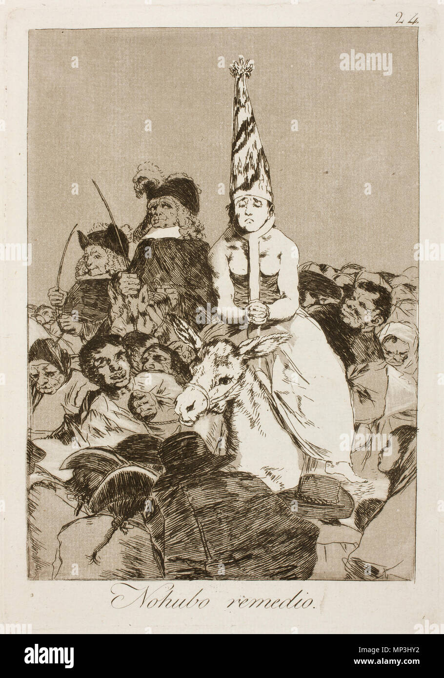 Keine hubo remedio (es gab keine Hilfe). Dieser Druck ist die Arbeit Nr. 24 der 'Caprichos'-Reihe (1. Auflage, Madrid, 1799). 1797-1799. 913 Museo del Prado - Goya - Caprichos - Nr. 24 - keine hubo remedio Stockfoto