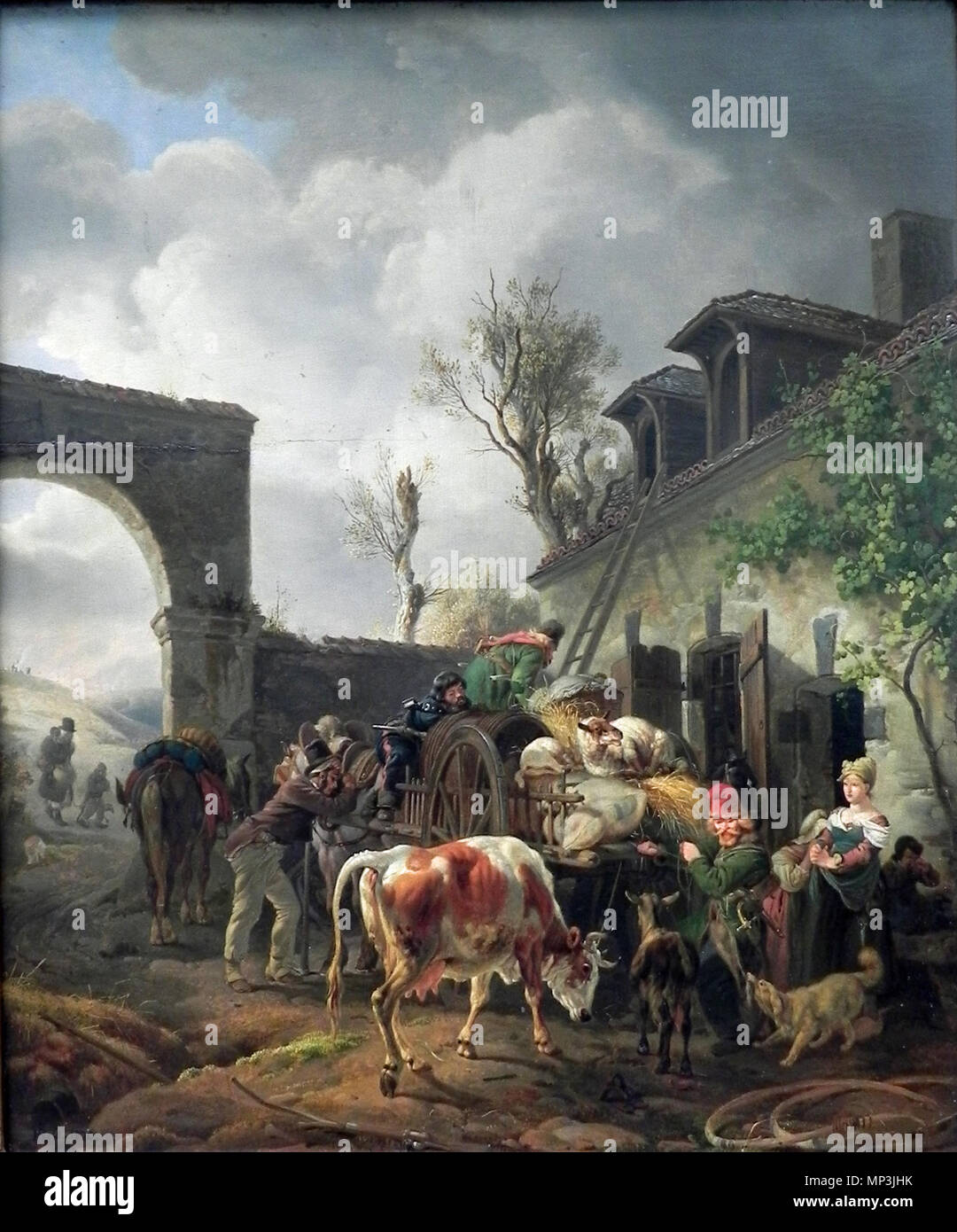 Englisch: Deutsch: Plündernde Ausplünderung Kosaken Kosaken 1820. 978 Peter von Hess (2) Plünderung Kosaken Stockfoto