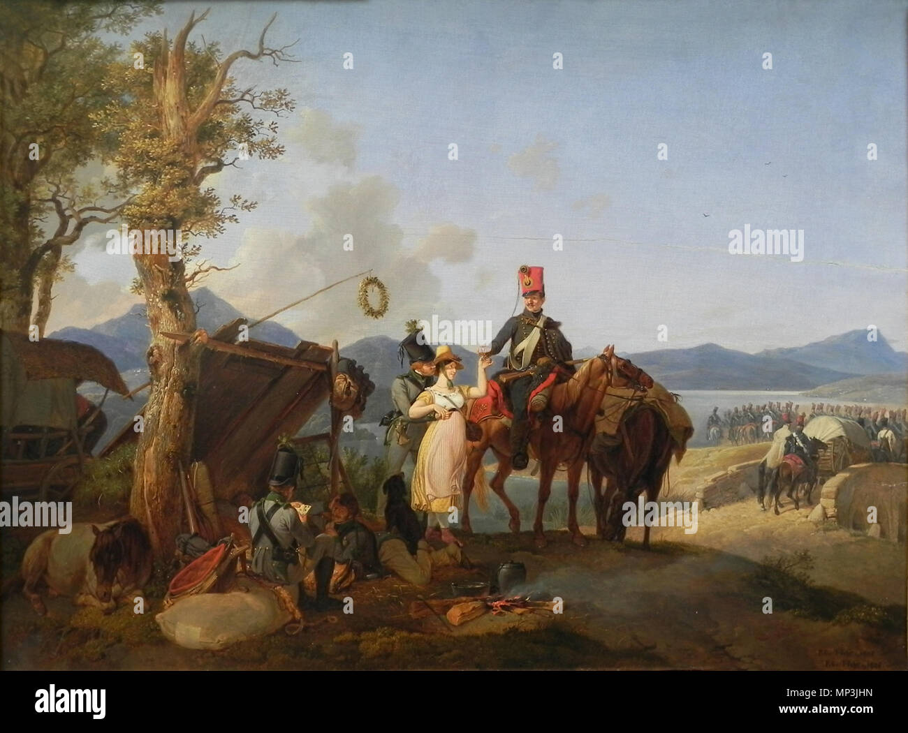 Englisch: suler Szene English: Marketenderszene 1825. 978 Peter von Hess (3) Marketenderin Szene Stockfoto