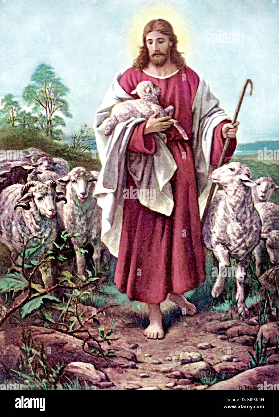 Der Gute Hirte von Bernhard Plockhorst. Dieses klassische Bild ist möglicherweise der all-time Liebling Bild des Guten Hirten, der seit viele Künstler inspiriert hat. . Englisch: Gute Hirte. 16. Juli 2011. Bernhard Plockhorst (1825-1907) Alternative Namen Bernhard Plockhorst Beschreibung deutscher Maler und Grafiker Geburtsdatum / Tod vom 2. März 1825 18. Mai 1907 Ort der Geburt / Todes Braunschweig Berlin Standort Göttingen; Berlin; Leipzig; Weimar Authority control: Q 552769 VIAF: ULAN: 500058303 25348769 LCCN: n 2012072410 GND: 116245921 RKD: 63865 WorldCat 1177 Der Herr ist m Stockfoto