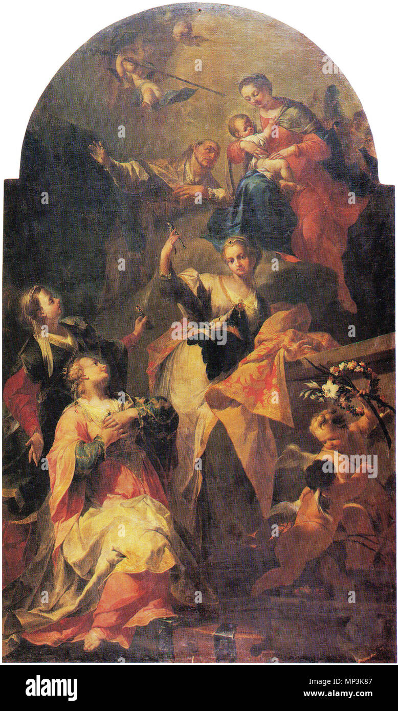 Altarbild mit Madonna mit Kind und Heiligen. Italiano: Pala di Sant'Apollonia. 5. November 2011. 954 Pala di Sant'Apollonia (Pietro scalvini) Stockfoto