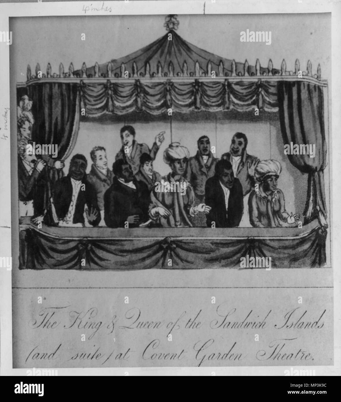 . Englisch: Der König und die Königin der Sandwich Inseln, und Suite, im Covent Garden Theatre [Abbildung]. [London: n. n., 1824] 1 Drucken: Gravur, Col. ; 9,1 x 13 cm. ca. 1824. Unbekannt 1176 der König und die Königin der Sandwich Inseln, und Suite, im Covent Garden Theatre, C. 1824 -97-6 (PP-009) Stockfoto