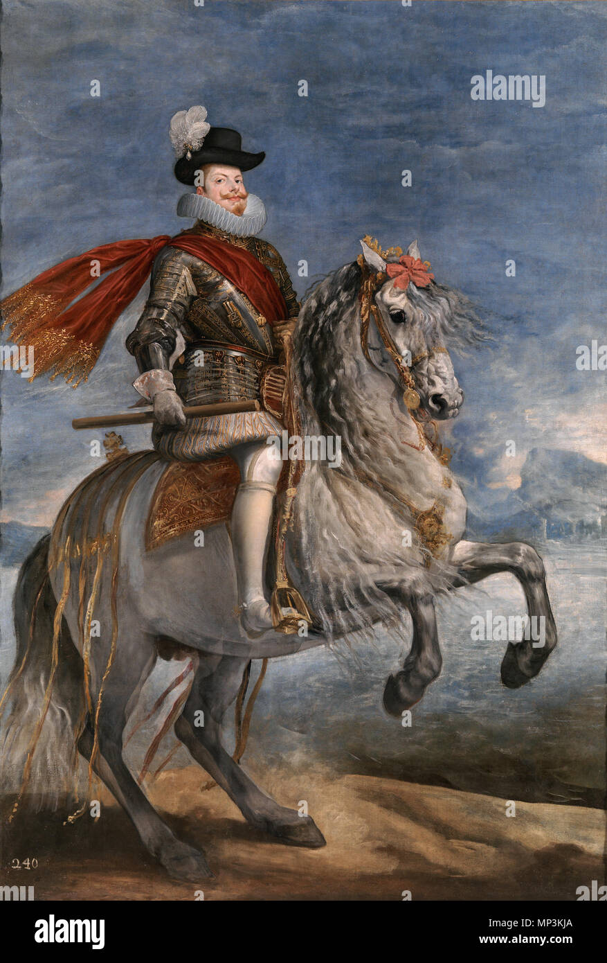 Equestrian portrait von Philipp III. Español: Retrato ecuestre del rey Felipe III de España (1578-1621), Que fue hijo del rey Felipe II de España y de la Reina Ana de Österreich. . Ca. 1635. 1227 Velazquez - felipeIII Stockfoto