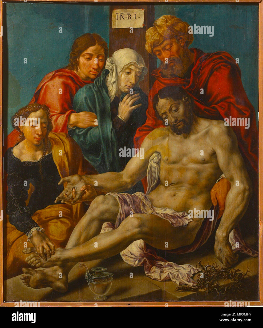 Englisch: Klage. Dieses Objekt ist in RKDimages, Datenbank der Niederländischen Institut für Kunstgeschichte indiziert, unter der Referenznummer 118433. Čeština | Deutsch | Français | македонски | Nederlands | +/-. ca. 1540. 837 Maarten van Heemskerck - Klagelied Stockfoto