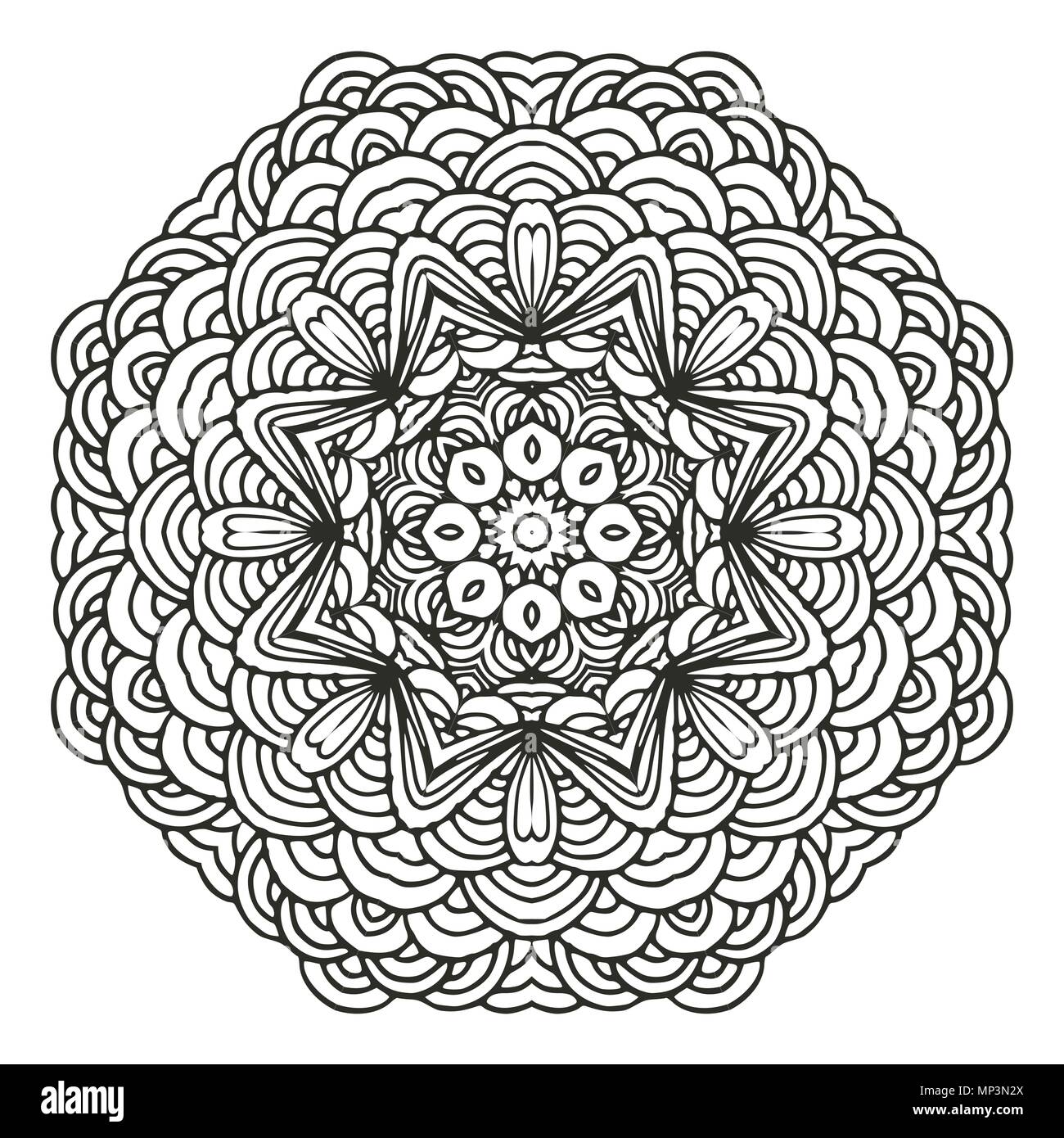 Hand gezeichnet Mandala Muster. Geometrische Kreis Motiv für Design, Einladungskarten und Elemente für Yoga Symbol etc. Stock Vektor