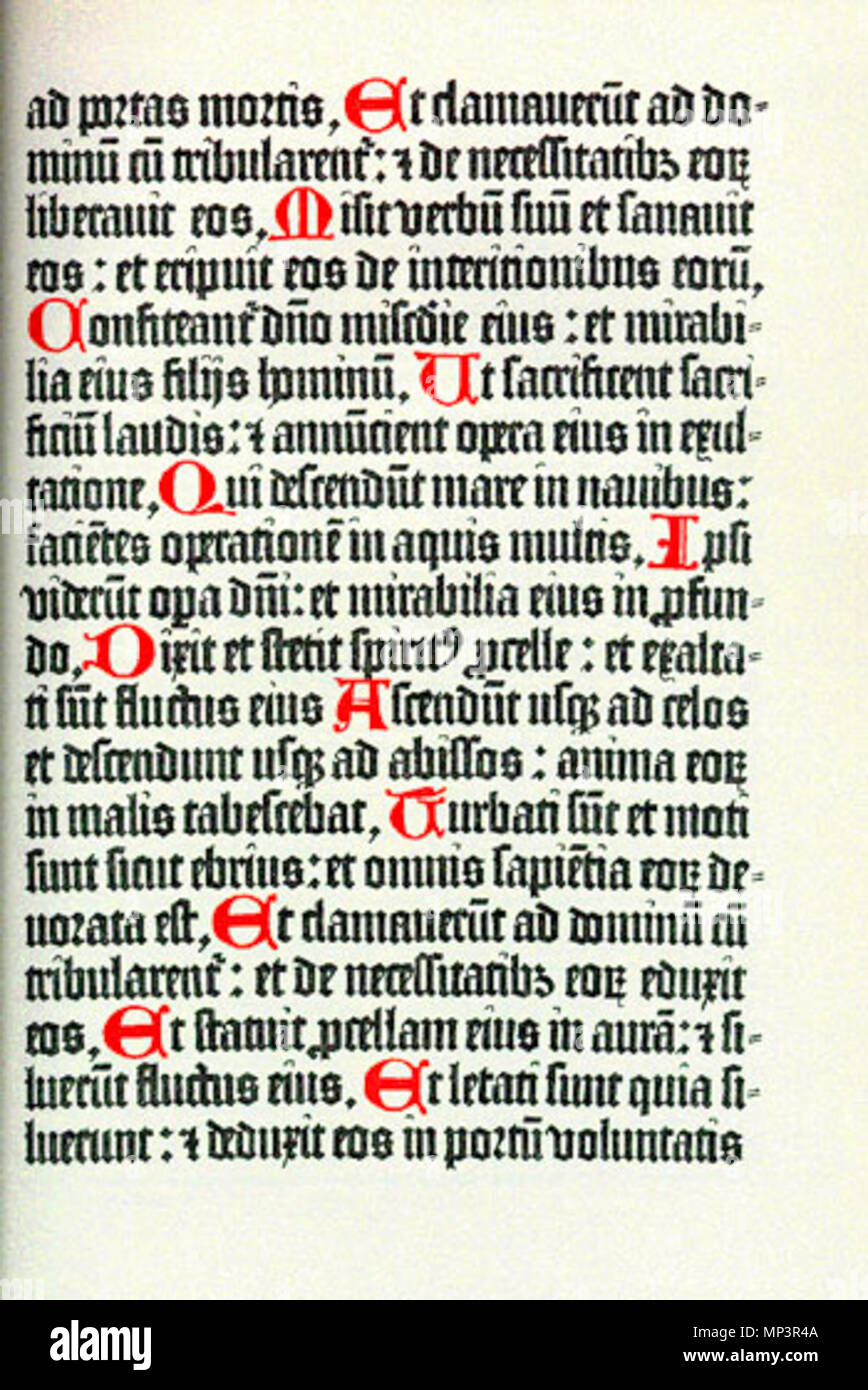 . Mainzer Psalter, Vollfaksimile nach der Handschrift Tinte. 4. B I in der Österreichischen Nationalbibliothek in Wien. 1459. Fust und Schöffer 845 Mainzer Psalter Faksimile Stockfoto