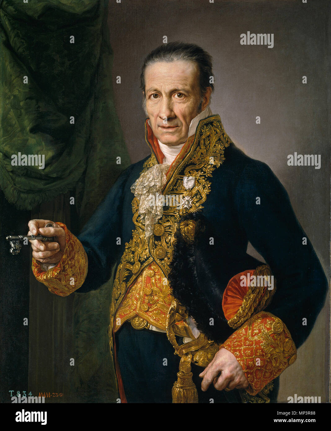 Luis Veldrof, aposentador Bürgermeister y conserje del Real Palacio. Español: Retrato de Luis Veldrof (1758-1840), Que fue aposentador Bürgermeister y conserje del Real Palacio. . Zwischen 1823 und 1825. 834 Luis Veldrof, aposentador Bürgermeister y conserje del Real Palacio (Museo del Prado) Stockfoto