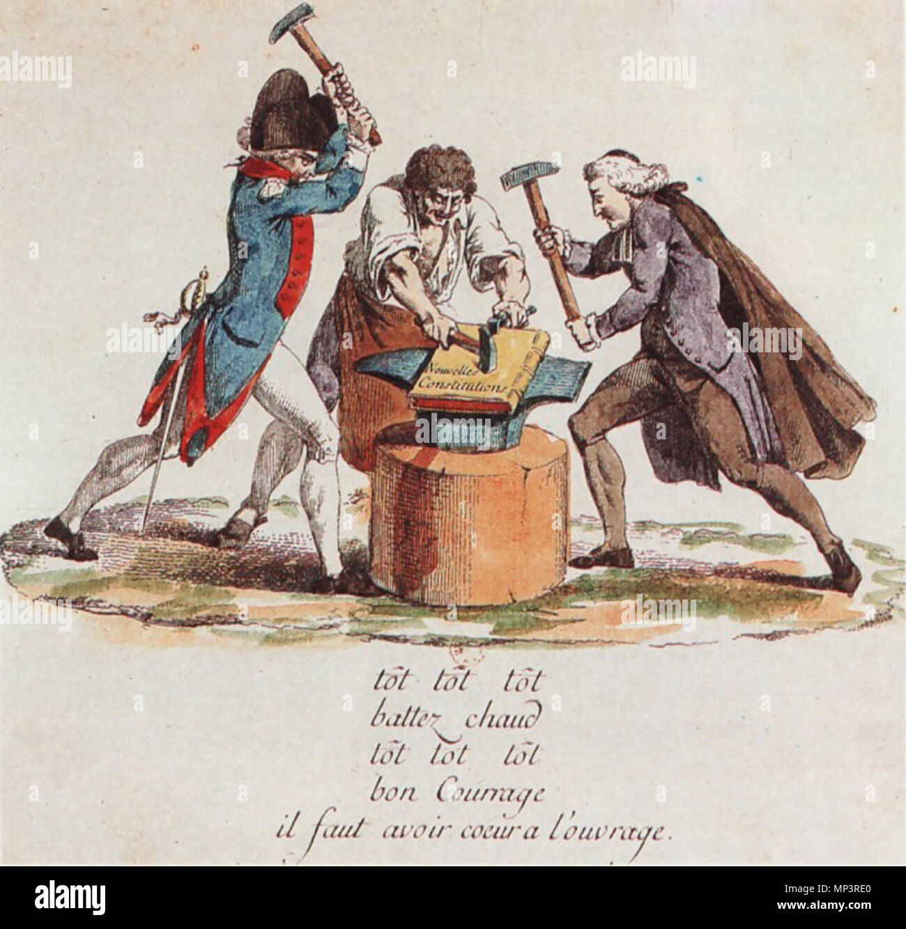 . Français: Les Trois ordres (Clergé, Noblesse et Tiers putschist) forgeant la Verfassung de 1791. Vom 8. März 2012. Unbekannt 782 La Verfassung de 1791 Stockfoto
