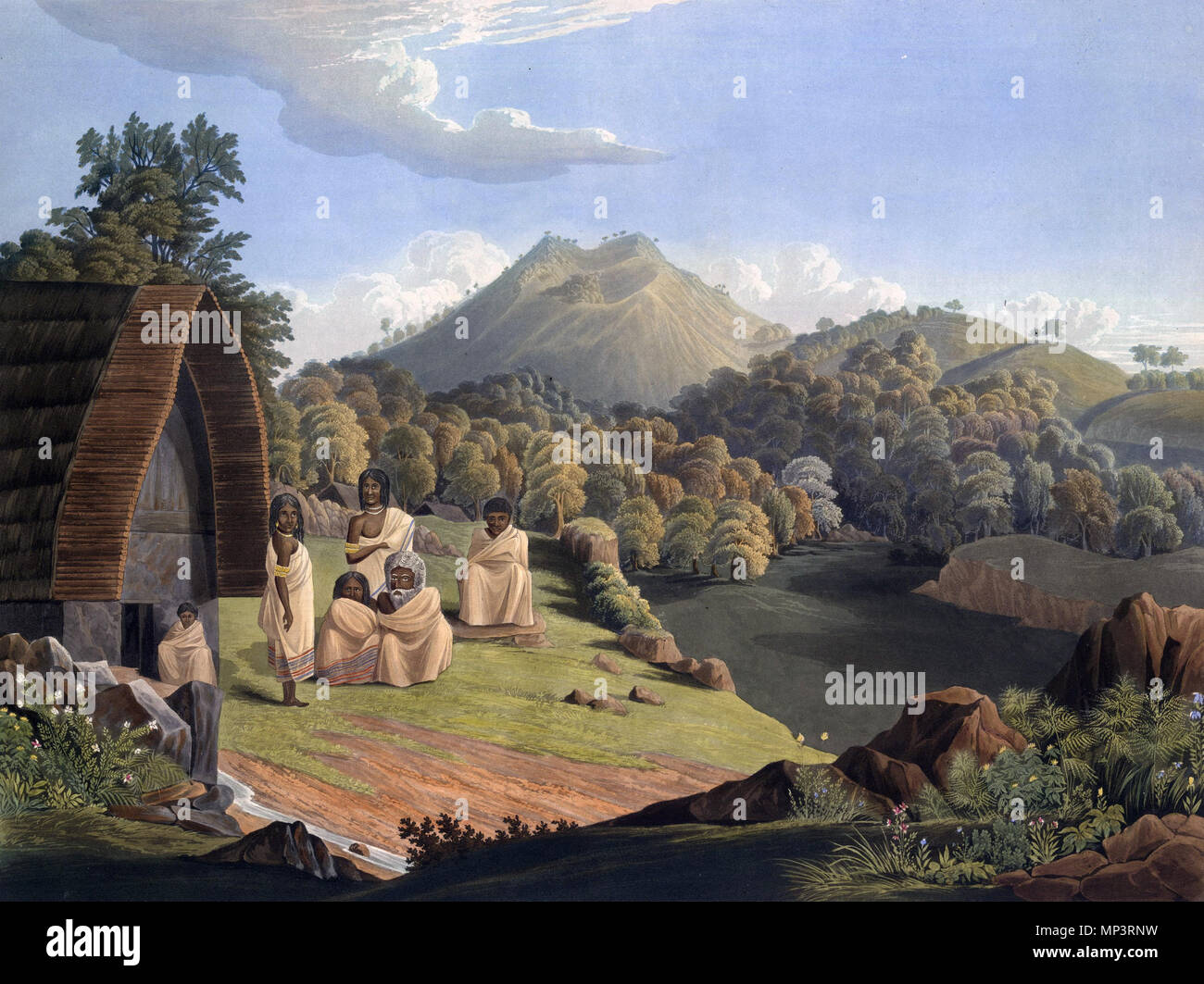 . Englisch: Platte 5 von Richard Barron's 'View in Indien, vor allem unter den Neelgherry Hügel". 1837. 756 Kandelmund Toda 1837 Stockfoto