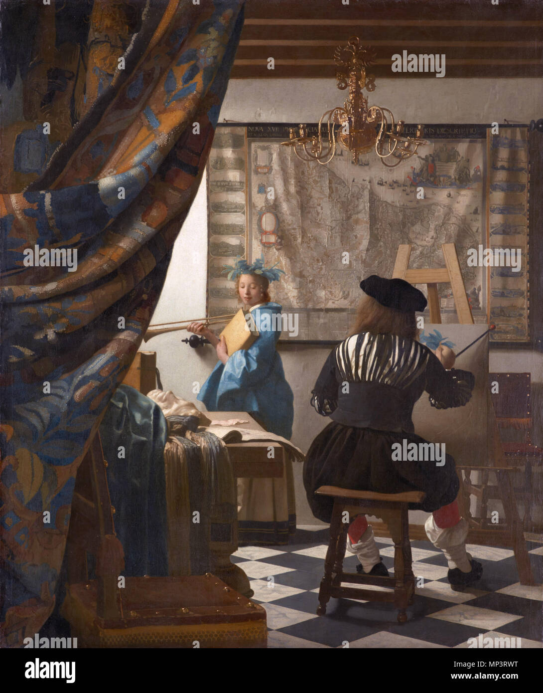 Die Kunst der Malerei * Öl auf Leinwand * 120 x 100 cm * 1666-1668* unterzeichnet: Ich Vermeer (an der Lagerflächen der Karte) die Allegorie der Malerei - oder - Die Kunst der Malerei um 1666. 705 Jan Vermeer van Delft 011 Stockfoto