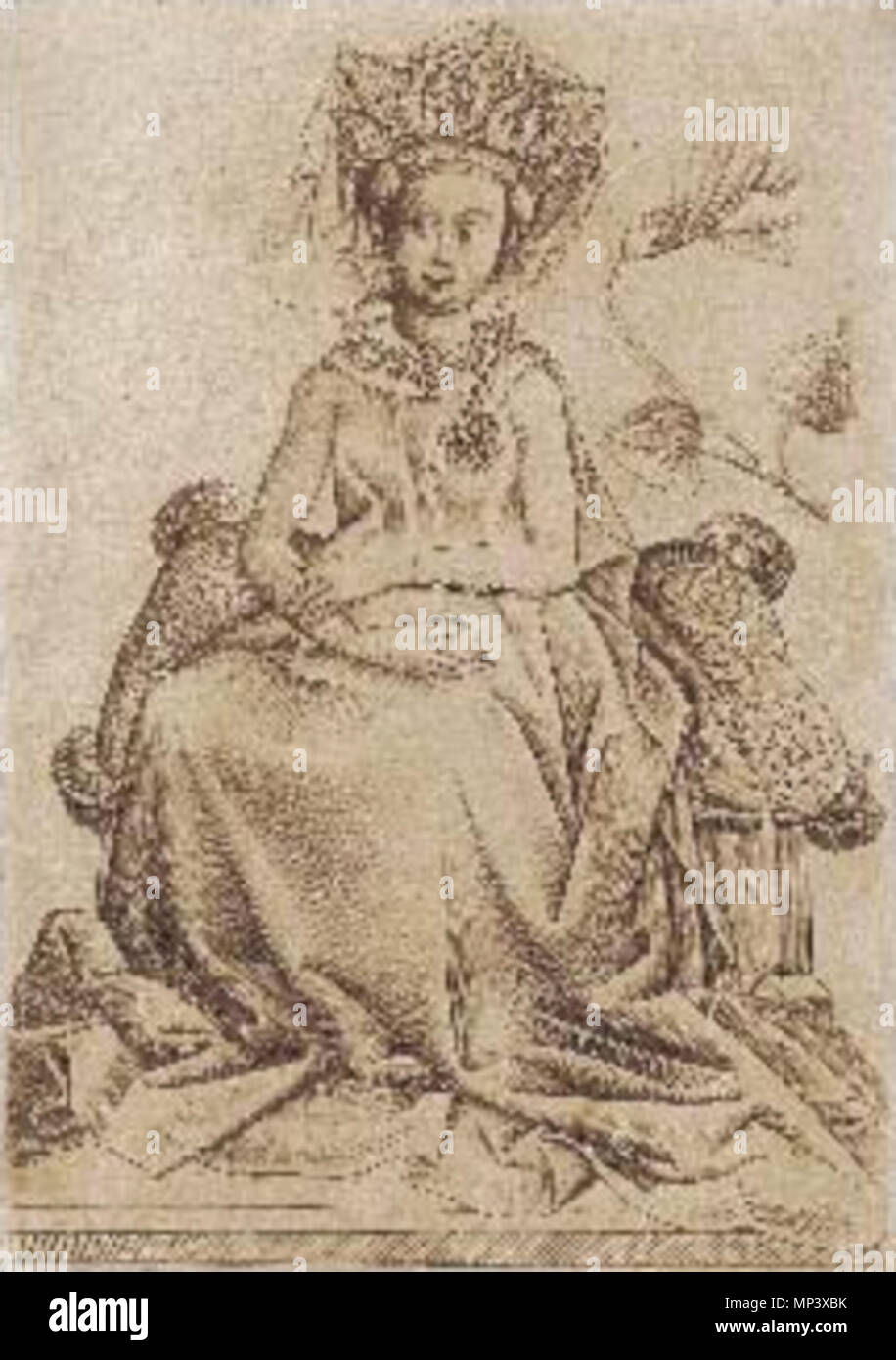 Die Königin der Blumen B. Nur bekannte Eindruck von dieser Karte eingraviert. zwischen ca. 1435 und ca. 1440. 1179 Die Königin der Blumen B Stockfoto