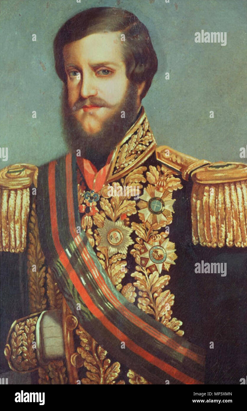 . Português: Jovem Dom Pedro II., imperador do Brasil. Englisch: Ein junger Dom Pedro II., Kaiser von Brasilien. . Ca. 1850. 970 Pedro II do Brasil pintado pelo Visconde de Meneses Stockfoto