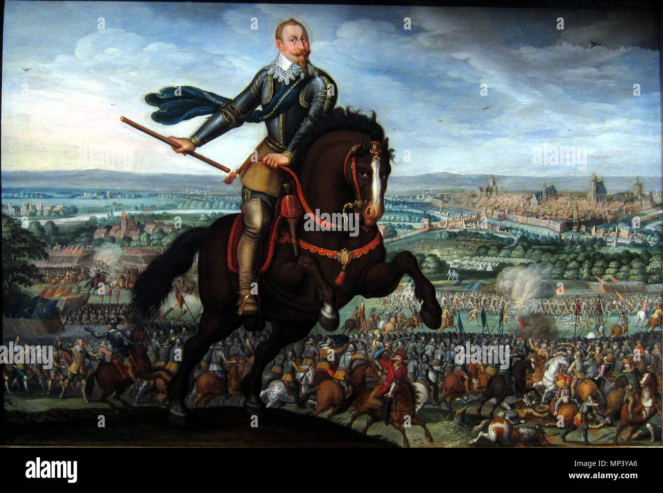 Gustavus Adolphus von Schweden in der Schlacht bei Breitenfeld. Français: Gustave Adolphe de eingepreßtem Muster à la bataille de Breitenfeld. 1632. 1147 Straßburg walter Gustave Adolphe Stockfoto