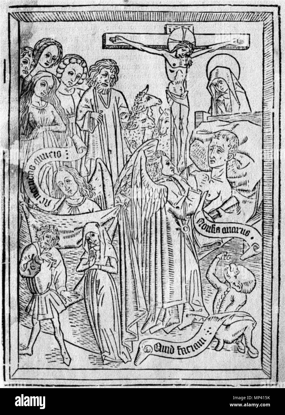 Ars moriendi circa 1475. 1254 Weigel 10 a Stockfoto